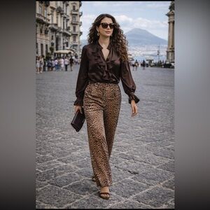 Anthropologie NWT Leopard 🐆 Flare Pants Size 2.